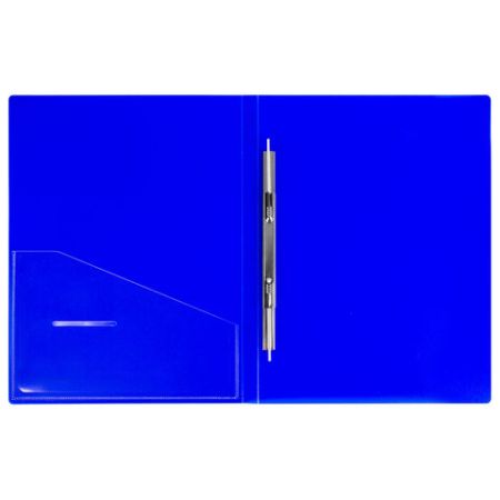 Папка скоросшиватель пруж внутр карман синяя до 100л 0,7мм BRAUBERG NEON 1/30 (клиент)