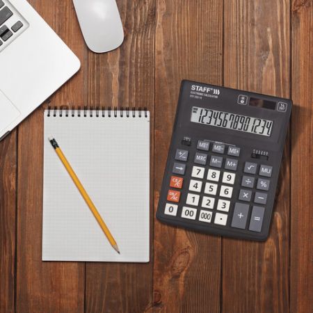 Калькулятор настольный STAFF PLUS  STF-333, 14 разрядов, двойное питание, 200x154мм,1/20/40 (клиент)