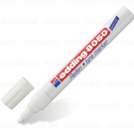 Маркер для шин и резины белый 2-4мм круглый наконечник Е-8050/49 EDDING 1/10