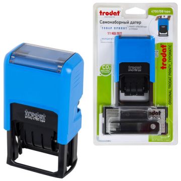 Датер самонаборный 2 строки+дата оттиск 41х24 мм сине-красный TRODAT 1/10(Клиент)