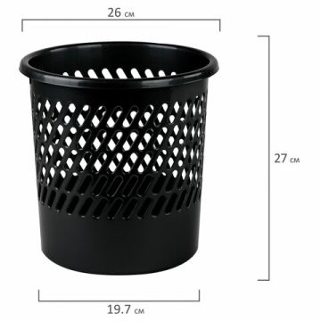 Корзина для бумаг 10л сетчатая черная STAFF Basic 1/20