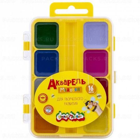Краски акварельные 16цв медовые Каляка-Маляка 1/16
