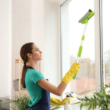 Швабра для мытья окон 25см алюмин.телескоп.ручка 50-90см (стяжка, губка, ручка) ЛЮБАША 1/24