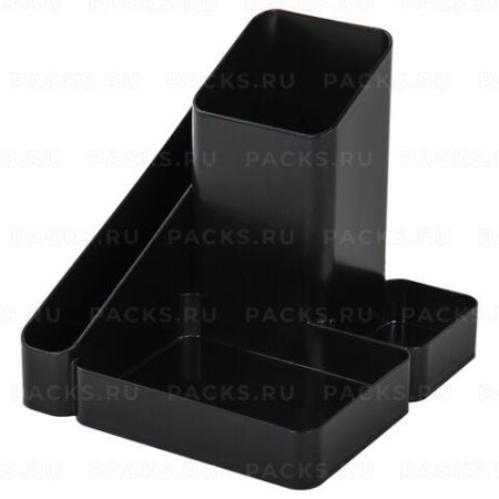 Подставка-органайзер 115х122х111мм 4 отделения черная BRAUBERG OFFICE STYLE 1/12