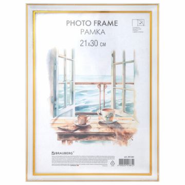 Фоторамка BRAUBERG 21х30см пластик белая с двойной позолотой 1/25 (Клиент)