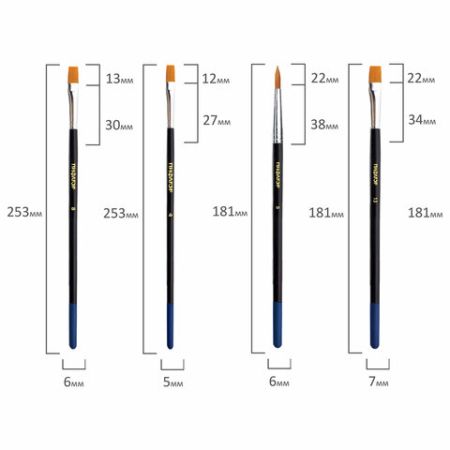 Кисти 15шт Пони 9шт Синтетика 4шт Щетина 2шт плоские круглые ПИФАГОР 1/24/96 (Клиент)