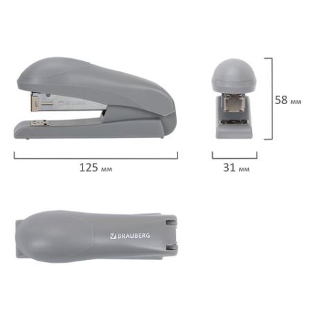Степлер №24/6 26/6 до 30л серый UNIVERSAL BRAUBERG 1/12/72 (Клиент)