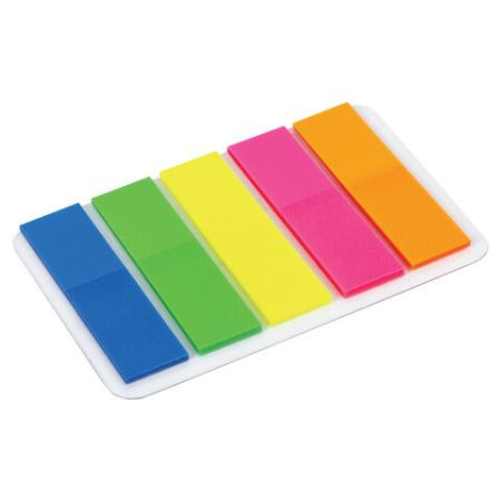 Закладки клейкие пластиковые 45х12мм 5цв х20л неон ЮНЛАНДИЯ 1/48 (Клиент)