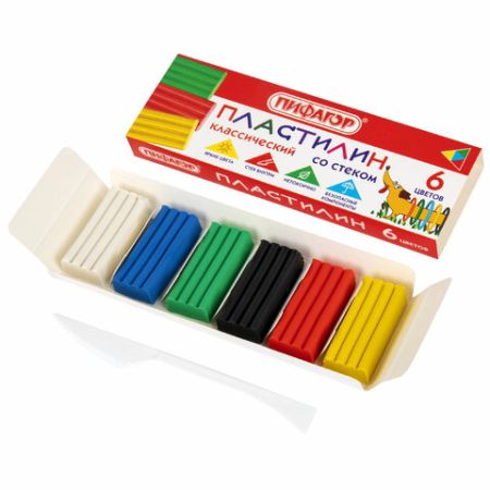 Пластилин 06цв 90г со стеком Веселая такса ПИФАГОР 1/56