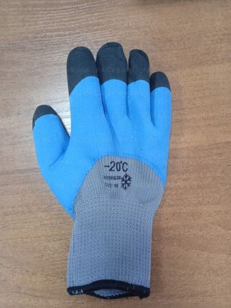 Перчатки спец зимние серые облив черный палец -20С 12/360