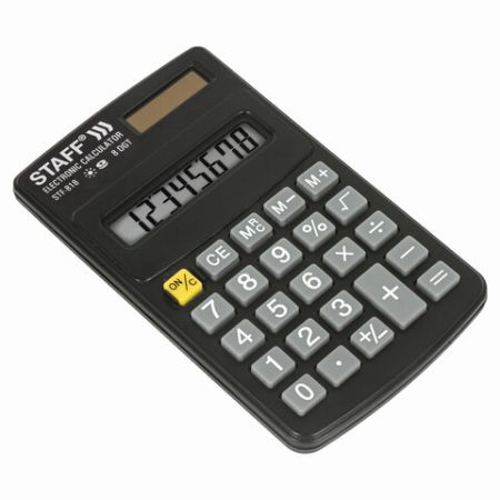 Калькулятор карманный STAFF STF-818 8 разрядов двойное питание 102х62мм 1/1