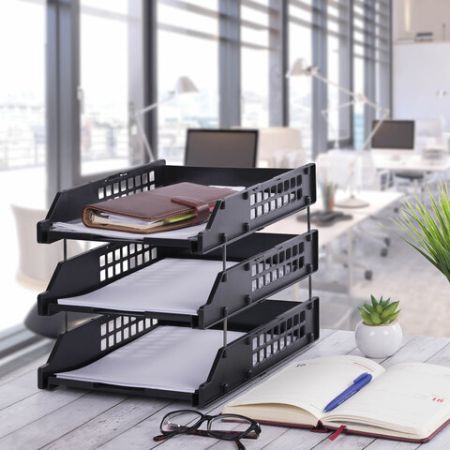 Лоток горизонтальный для бумаг 334х255х62271мм КОМПЛЕКТ 3 шт черные Brauberg GRAND OFFICE 1/4