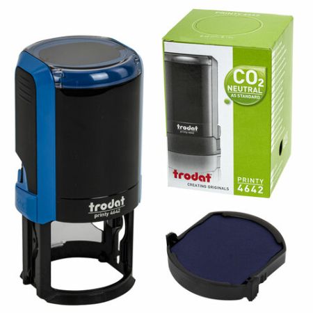 Оснастка для печатей оттиск D=42мм синий TRODAT 4642 PRINTY 4.0 корпус синий крышка подушка (клиент)