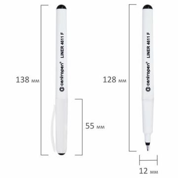 Ручка капиллярная (линер) ЧЕРНАЯ трехгранная линия 0,3мм CENTROPEN Liner 1/10/200 (Клиент)