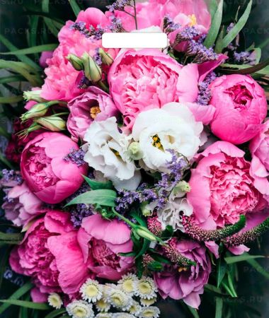 Пакет с вырубной ручкой (38х45)-60 Пионы ламинат Тико 50/500