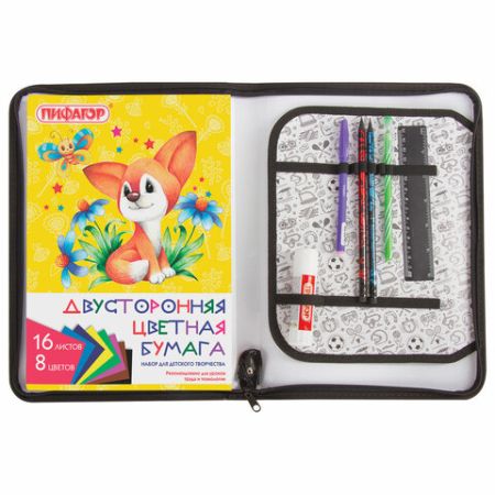 Папка для тетрадей А4 пластик, молния вокруг, с ручками Game Story ПИФАГОР 1/50