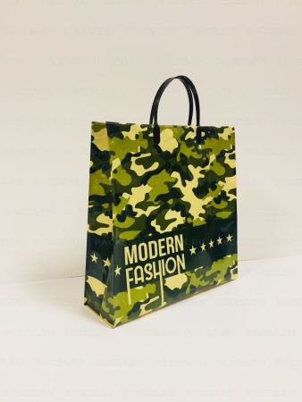 Пакет с пластмассовыми ручками (35х33+10) Хаки малый 10/50