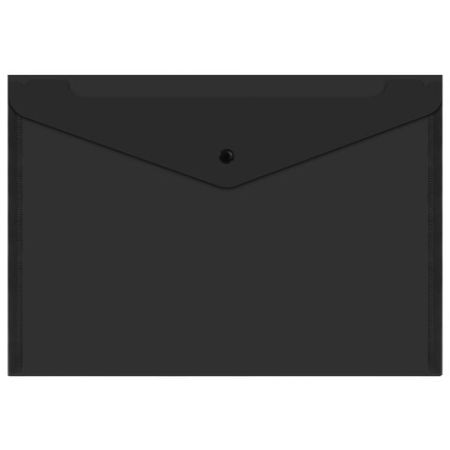 Папка-конверт А4 с кнопкой до 100л черная BRAUBERG 1/12