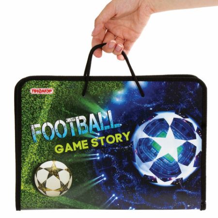 Папка для тетрадей А4 пластик, молния вокруг, с ручками Game Story ПИФАГОР 1/50