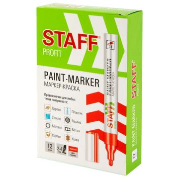 Маркер-краска лаковый красный 2-4мм нитро-основа STAFF PROFIT 1/12