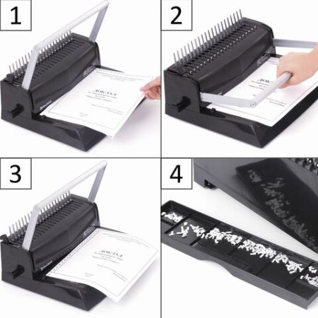 Переплетная машина д/пласт. пружины BRAUBERG пробив. 12л, сшив. до 450л 1/4 (Клиент)