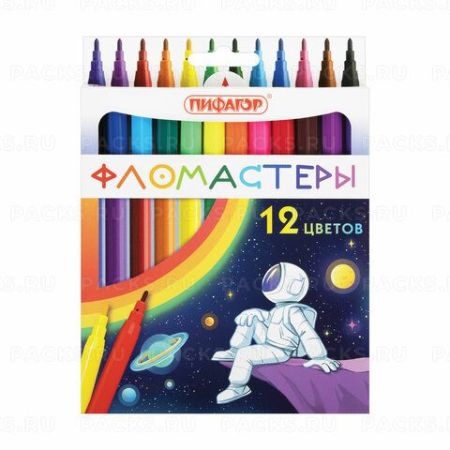 Фломастеры 12цв вентилируемый колпачок Пифагор 1/12