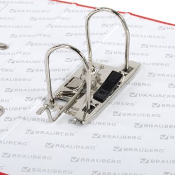 Папка-регистратор А4 50мм BRAUBERG прочная с уголком красная покр пластик 1/5 (Клиент)