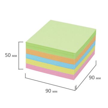 Блок для записей 9х9х5 цветной в прозр. подставке BRAUBERG 1/24