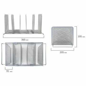 Подставка для бумаг и писем 195х365х205мм металл серебро 5секц Germanium Brauberg 1/4 (Клиент)