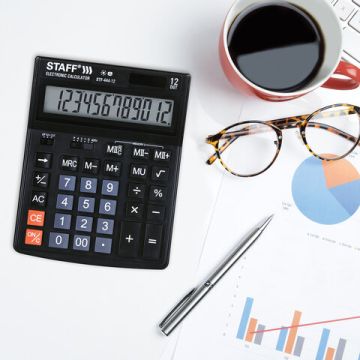 Калькулятор настольный STAFF STF-444-12 (199x153мм), 12 разрядов, двойное питание