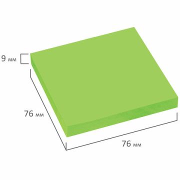 Блок самоклеящийся 76х76мм 100л зеленый неон STAFF 1/24 (Клиент)
