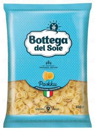 Продукты, Макаронные изделия Рожки Bottega del Sole 400 г 1/20
