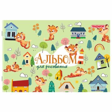 Альбом для рисования 12л А4 обложка офсет ассорти МИКС-1 Пифагор 1/12/120