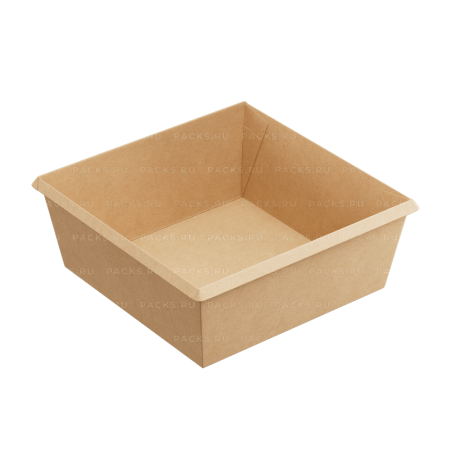 Контейнер салатник 1250мл 165х165х65мм крафт ламин OneClick 1EA (крышка 458020) 50/300 (клиент)
