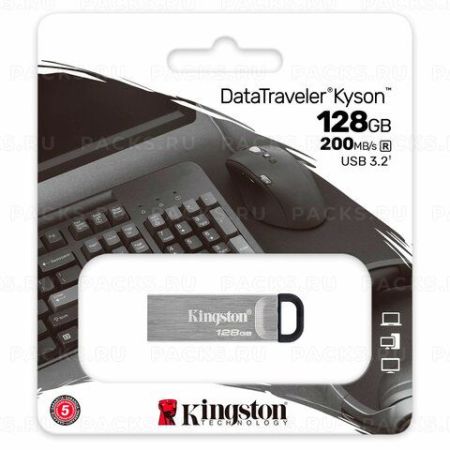 Флэш-диск 128GB KINGSTON Data Traveler USB 3.2, серебряный 1/1 