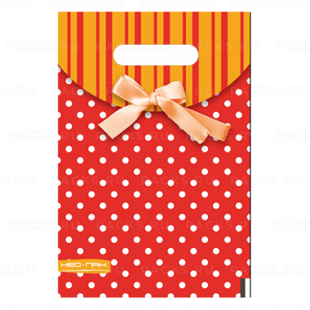 Пакет с вырубной ручкой (20х30)-30 Горошек с бантом Нео-Пак 100/3000