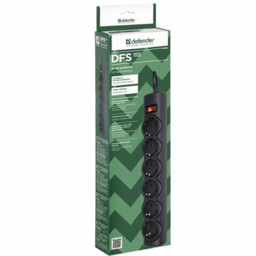 Сетевой фильтр 5м DEFENDER DFS 155 6 розеток черный 1/30 (Клиент)