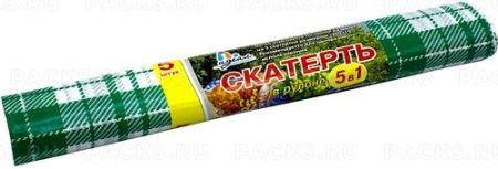 Скатерть полиэтиленовая рулон 110смх9м 5шт Зеленая клетка 1/25