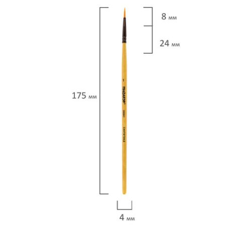 Кисть синтетика круглая №1 ПИФАГОР 1/30/2400