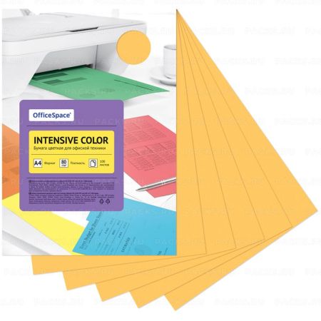 Бумага А4 100л 80г/м2 оранжевая OfficeSpace Intensive Color 1/20