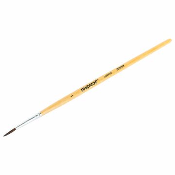 Кисть пони круглая №1 лакированная ручка с колпачком ПИФАГОР 1/30