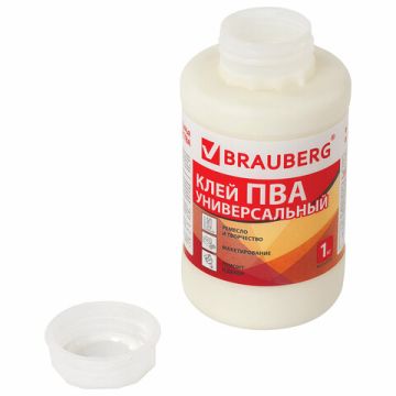 Клей ПВА 1кг универсальный бумага картон дерево BRAUBERG 1/6
