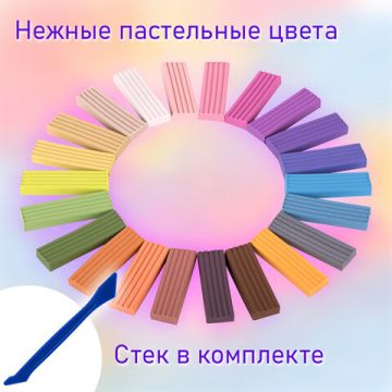 Пластилин 22цв 330г со стеком пастел цвета BRAUBERG KIDS 1/10