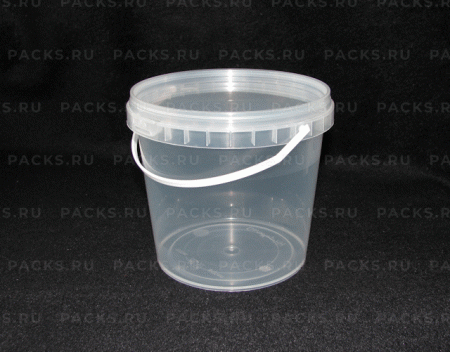 Ведро пищевое прозрачное 1,1л с крышкой 100/100 