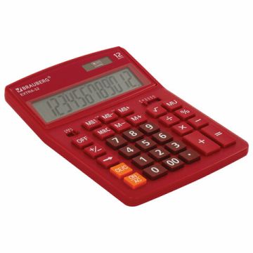 Калькулятор настольный BRAUBERG EXTRA-12-WR (206x155мм) 12разр дв питание КРАСНЫЙ 1/20/40 (Клиент)