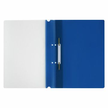 Папка скоросшиватель с прозр верхн лист с перфорацией STAFF синий 1/25/500 (клиент)