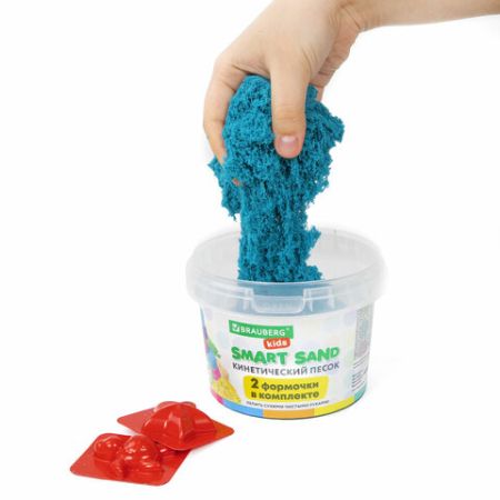 Песок для лепки кинетический 01цв 500г синий 2 формочки BRAUBERG KIDS 1/12