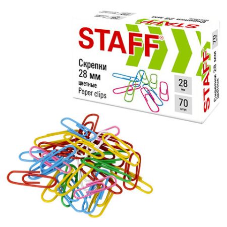 Скрепки 28мм 70шт цветные STAFF 1/10/500 (Клиент)