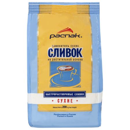 Продукты Сливки сухие РАСПАК быстрорастворимые пакет 200 г 1/24 (клиент)