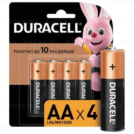 Элемент питания alkaline DURAСELL АА (LR06) 4шт 1/20